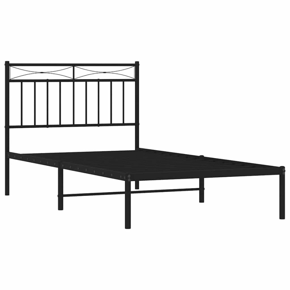 Estructura cama sin colchón con cabecero metal negro 100x190