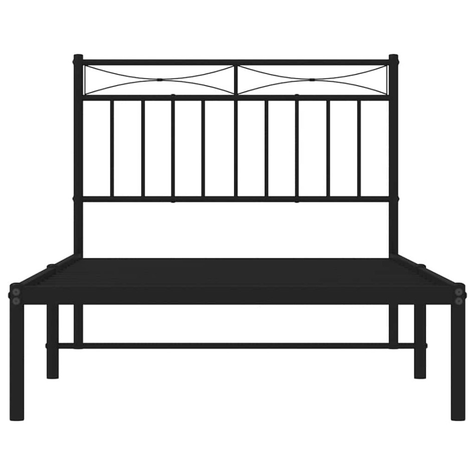 Estructura cama sin colchón con cabecero metal negro 100x190