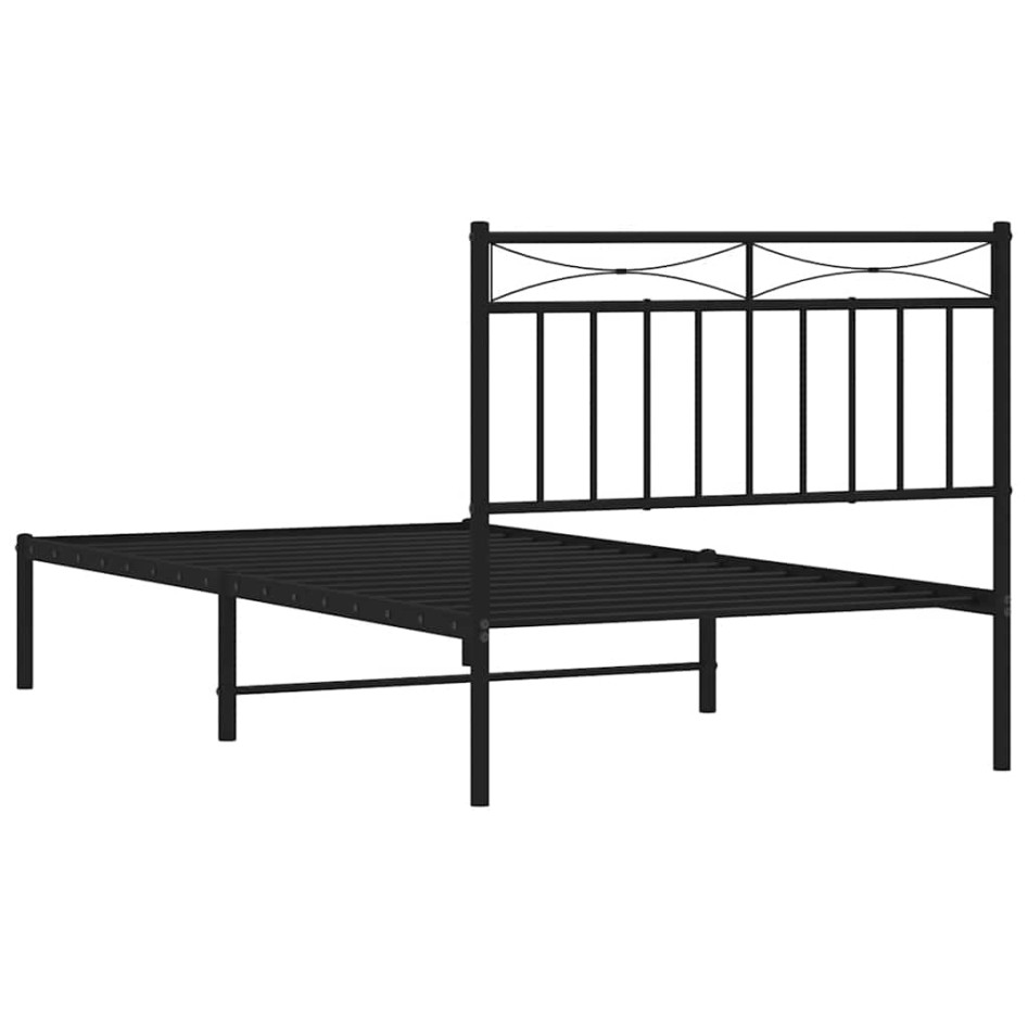 Estructura cama sin colchón con cabecero metal negro 100x190