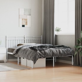 Estructura cama sin colchón con cabecero metal blanco