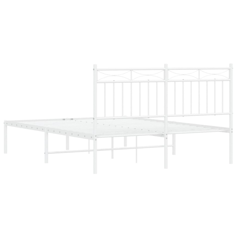 Estructura cama sin colchón con cabecero metal blanco