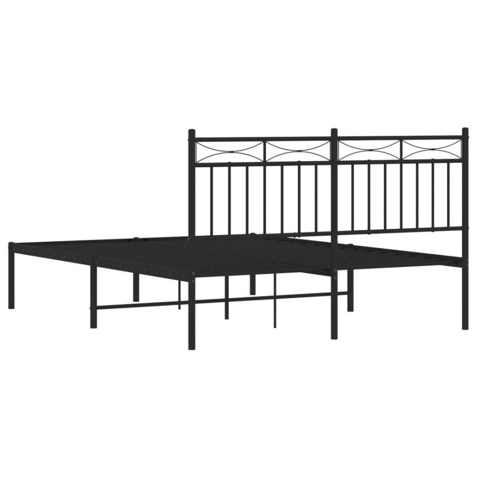Estructura cama sin colchón con cabecero metal negro 140x190