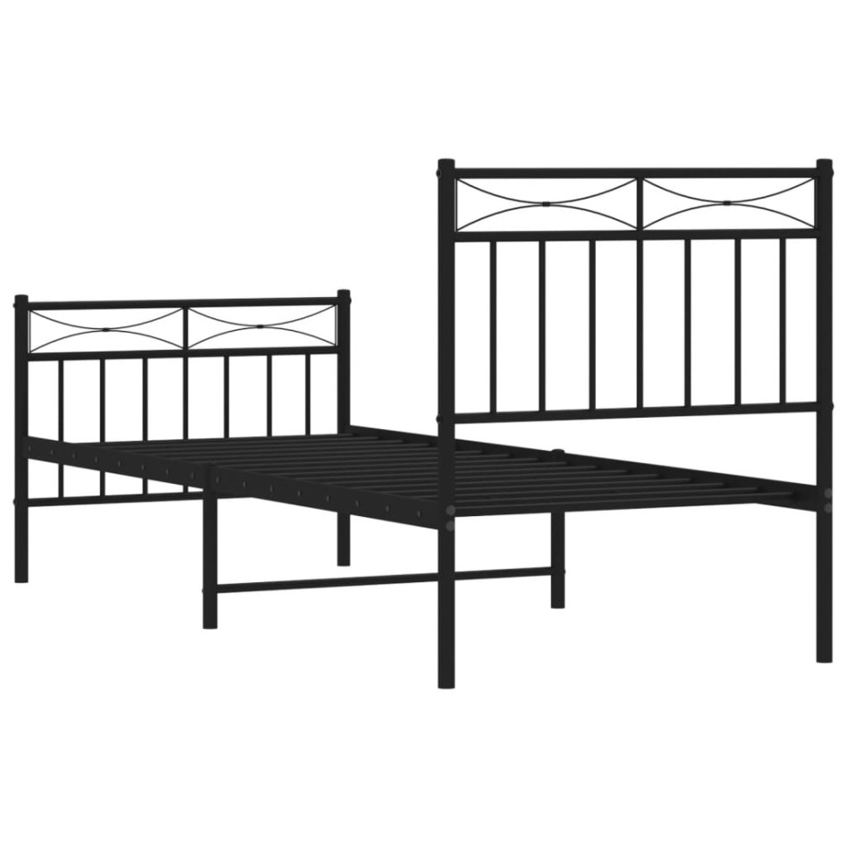 Estructura cama sin colchón con estribo metal negro 80x200