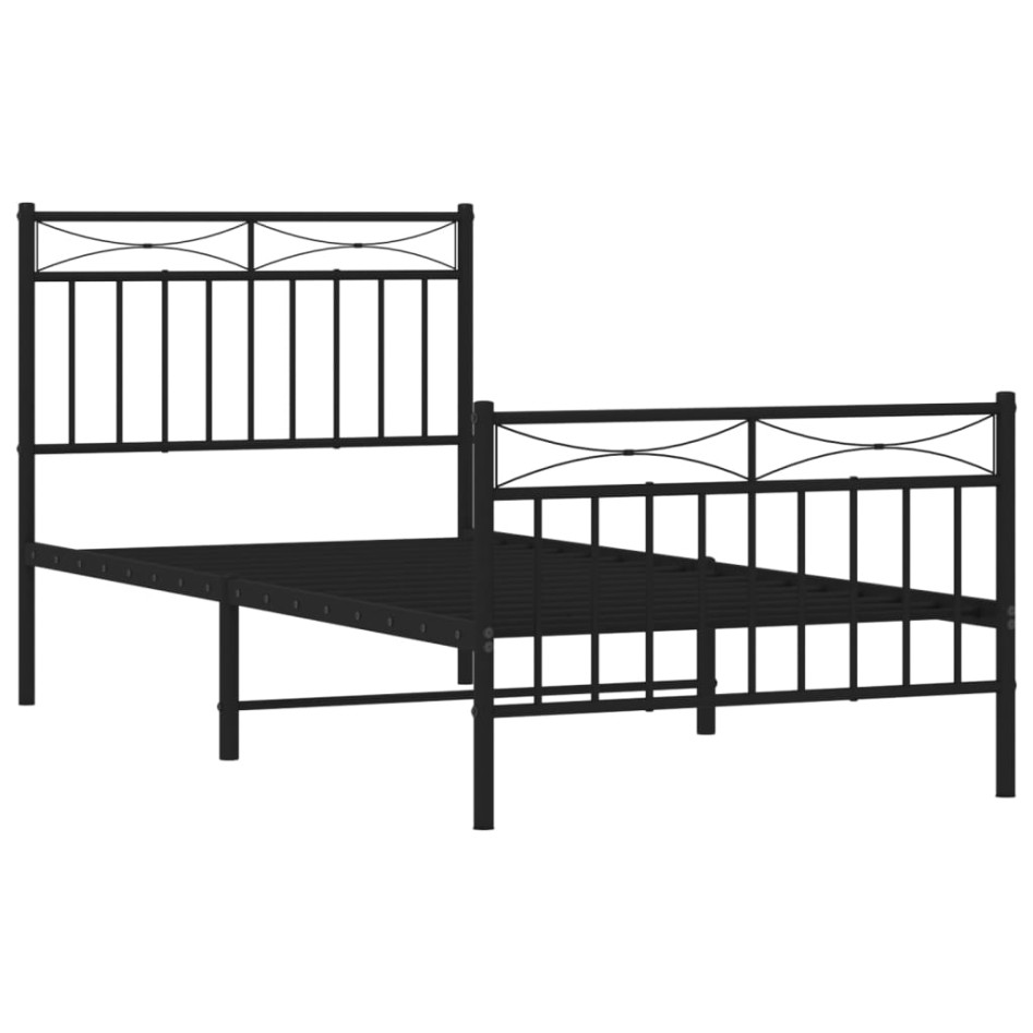 Estructura cama sin colchón con estribo metal negro 90x200