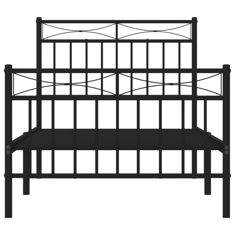 Estructura cama sin colchón con estribo metal negro 90x200