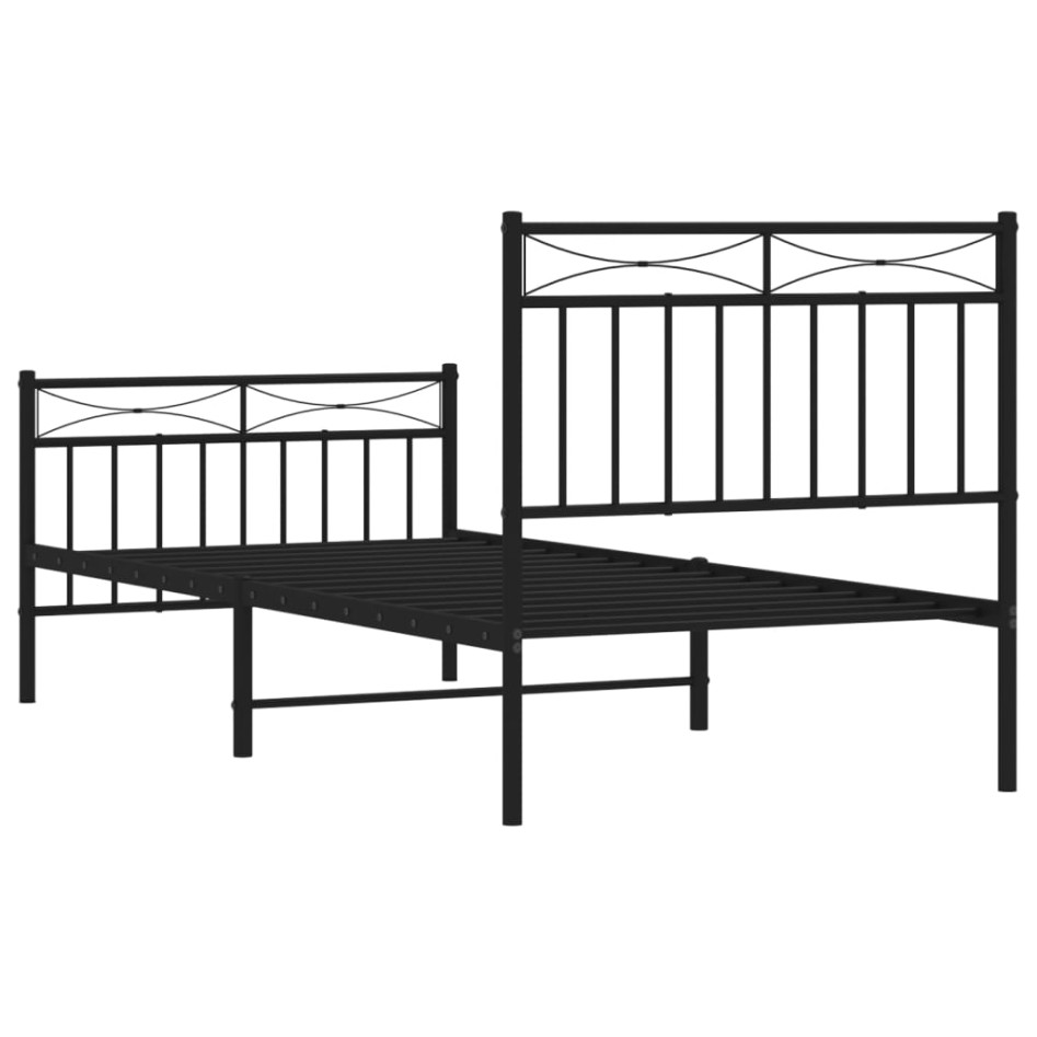 Estructura cama sin colchón con estribo metal negro 90x200