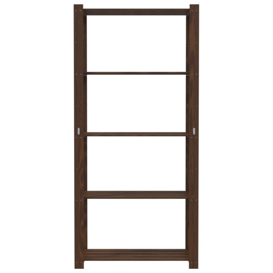 Estantería de 5 niveles madera maciza pino marrón 80x38x170