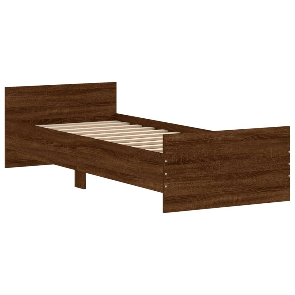 Estructura de cama sin colchón madera marrón roble 75x190