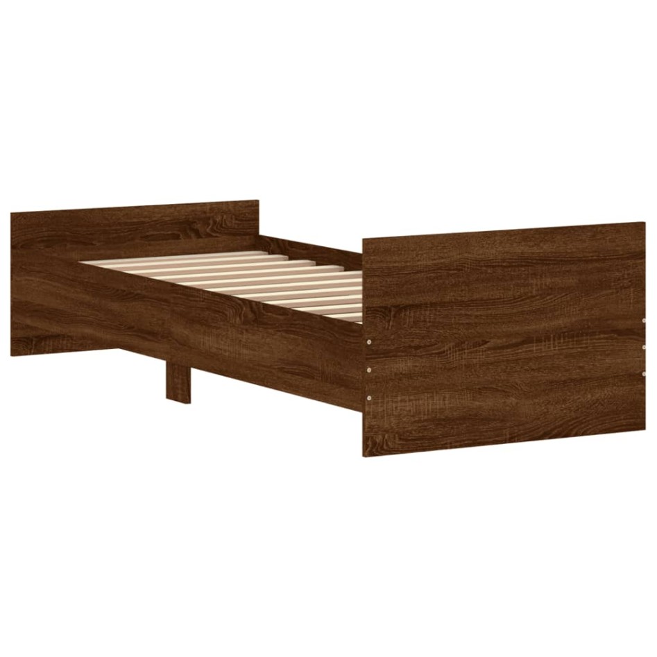 Estructura de cama sin colchón madera marrón roble 75x190