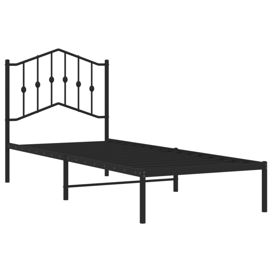 Estructura cama sin colchón con cabecero metal negro 90x200