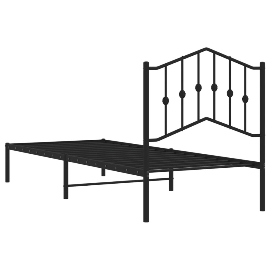 Estructura cama sin colchón con cabecero metal negro 90x200