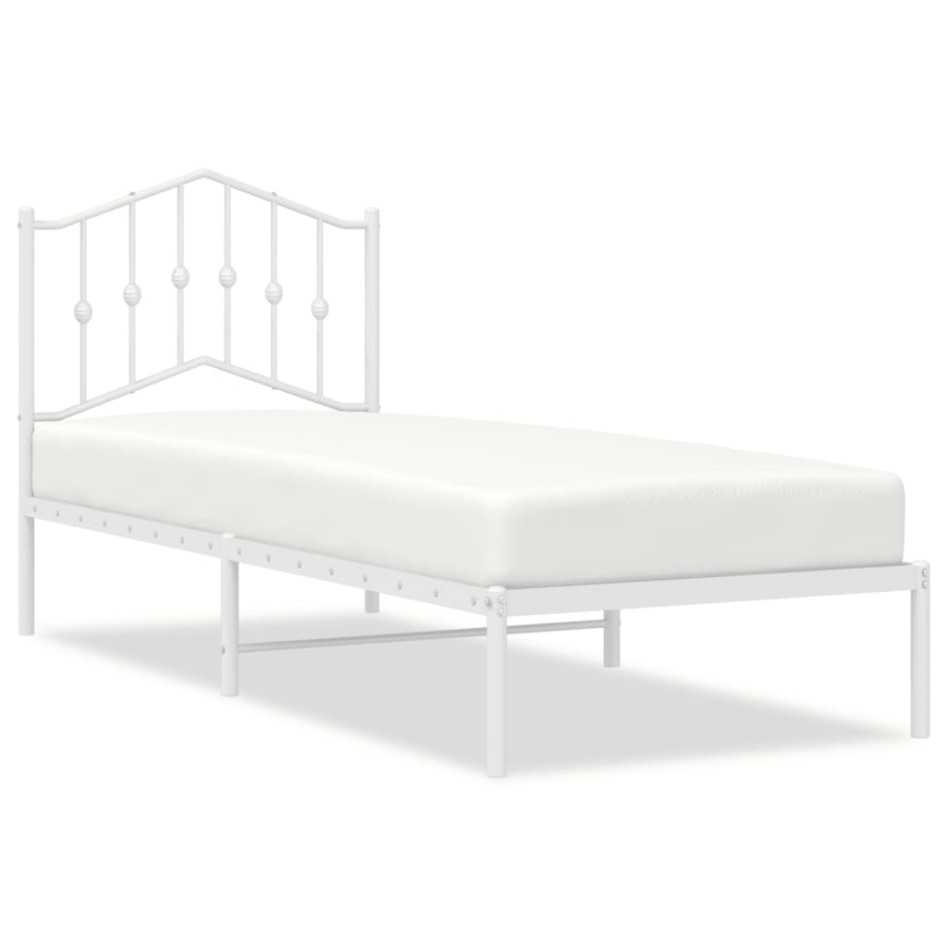 Estructura cama sin colchón con cabecero metal blanco 90x200