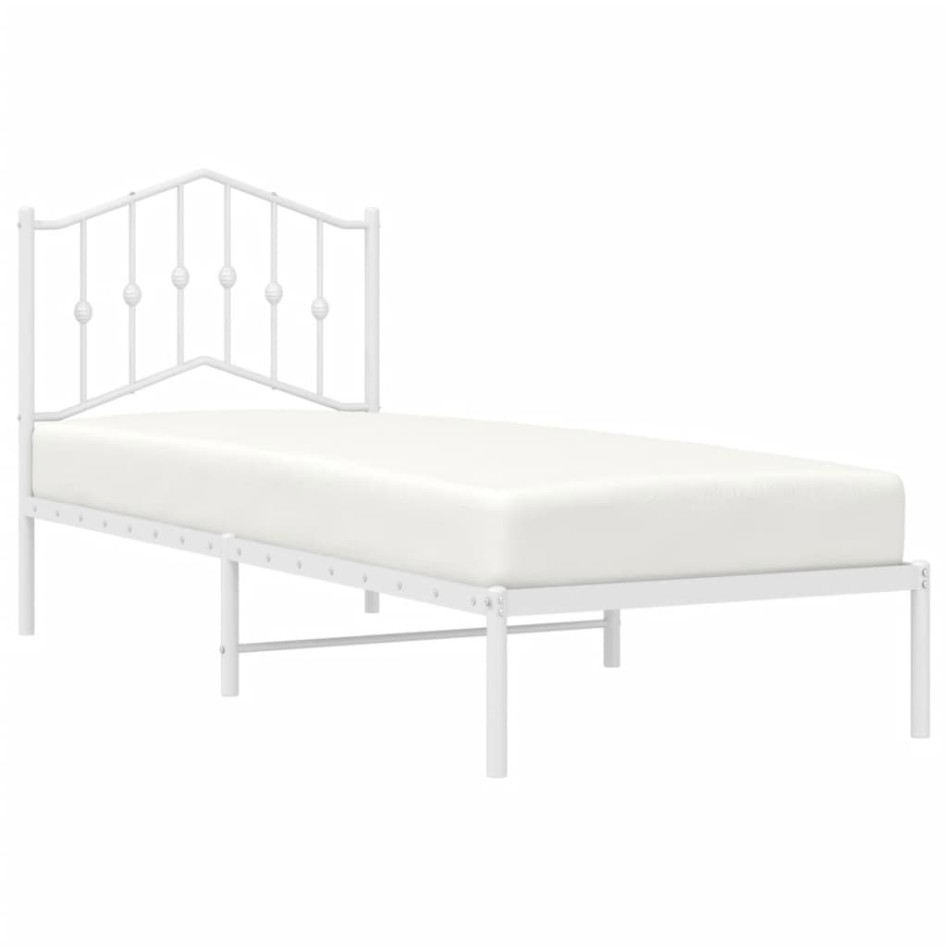 Estructura cama sin colchón con cabecero metal blanco 90x200