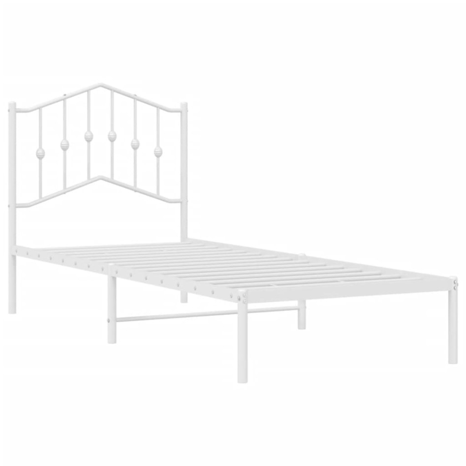 Estructura cama sin colchón con cabecero metal blanco 90x200