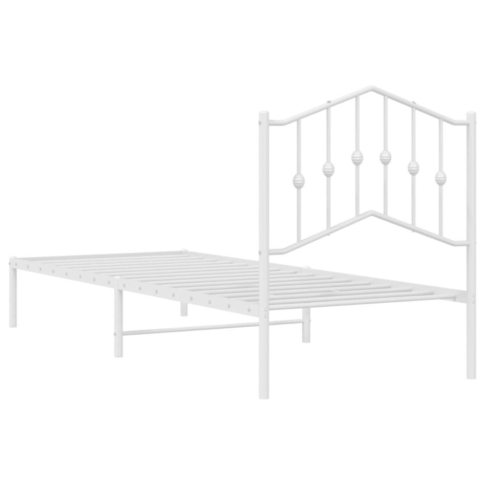 Estructura cama sin colchón con cabecero metal blanco 90x200