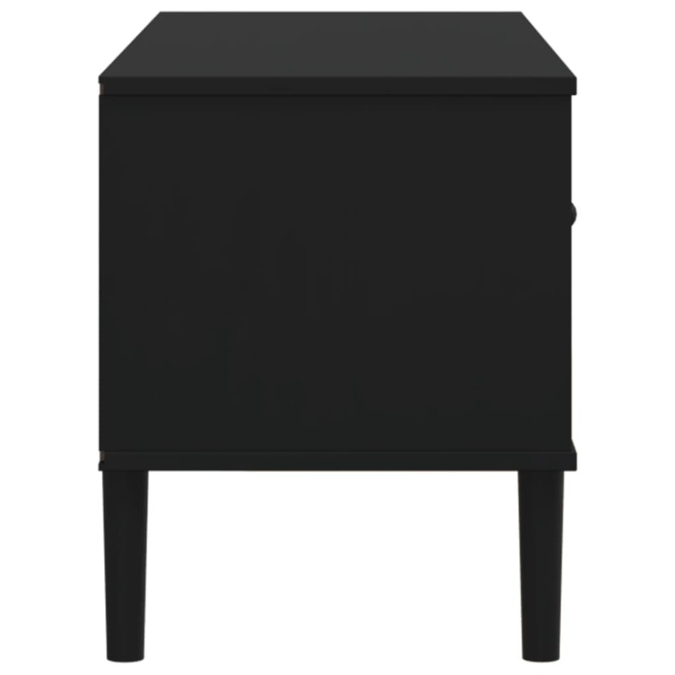 Mueble de TV SENJA aspecto ratán madera pino negro 106x40x49