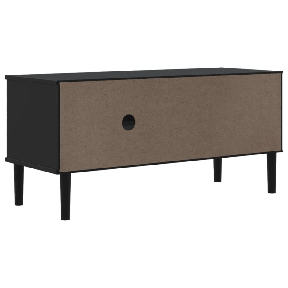 Mueble de TV SENJA aspecto ratán madera pino negro 106x40x49