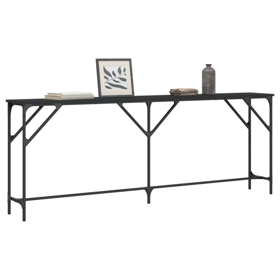 Mesa consola madera de ingeniería negra 200x29x75