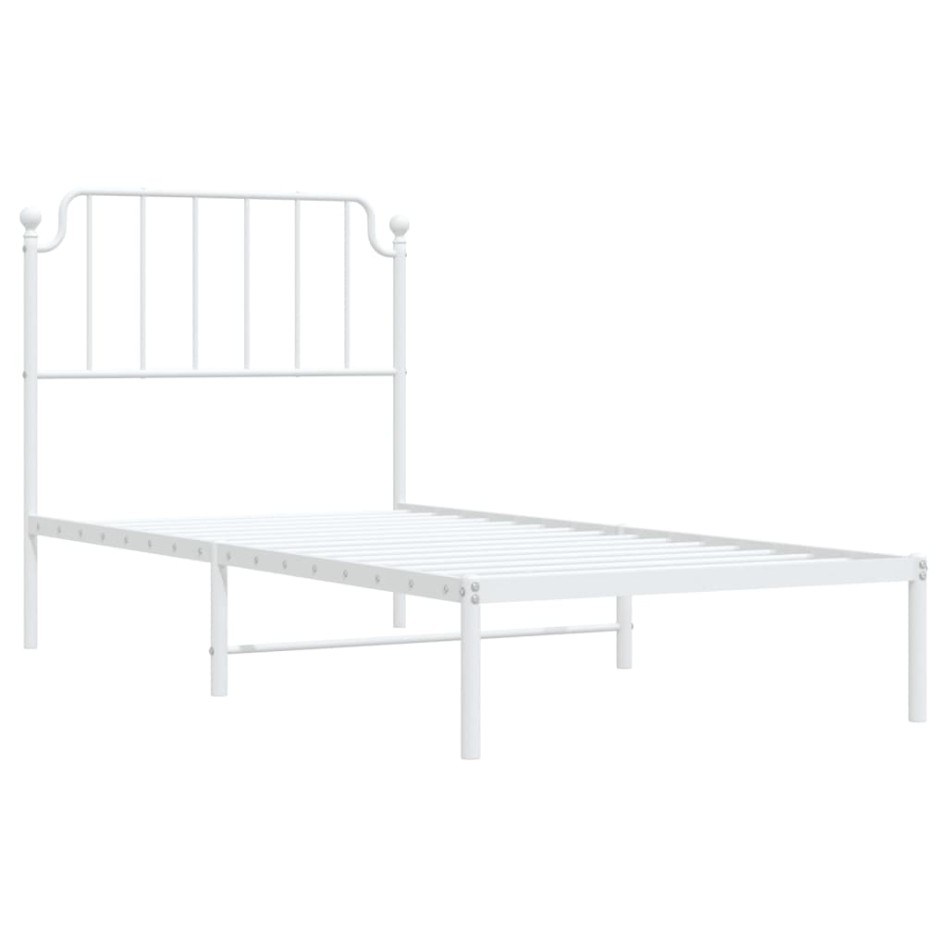 Estructura cama sin colchón con cabecero metal blanco 90x200
