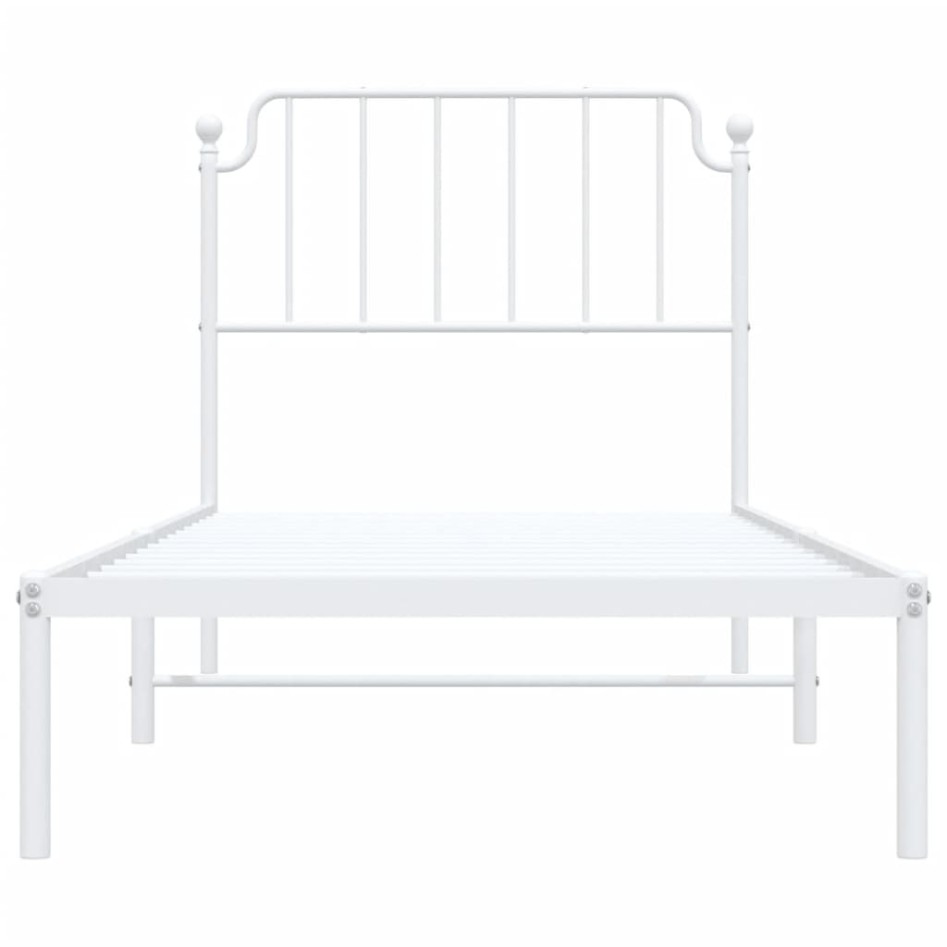 Estructura cama sin colchón con cabecero metal blanco 90x200