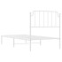 Estructura cama sin colchón con cabecero metal blanco 90x200