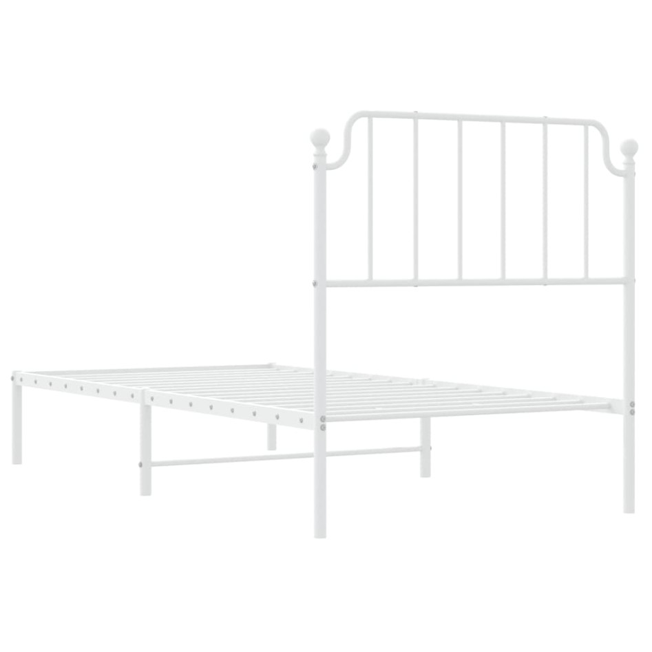 Estructura cama sin colchón con cabecero metal blanco 90x200