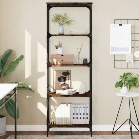 Librería 5 estantes madera ingeniería roble ahumado