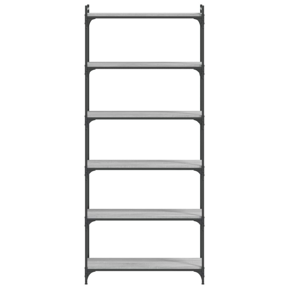 Librería 6 estantes madera ingeniería gris Sonoma 80x30x188