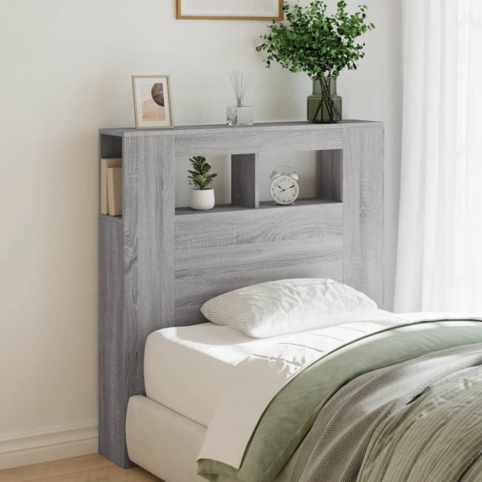 Cabecero LED madera ingeniería gris Sonoma 100x18,5x103,5