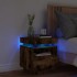 Mesita de noche con luces LED roble ahumado 40x39x48,5
