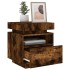 Mesita de noche con luces LED roble ahumado 40x39x48,5