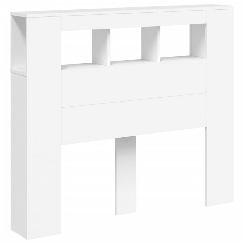 Cabecero con LED madera de ingeniería blanco 120x18,5x103,5