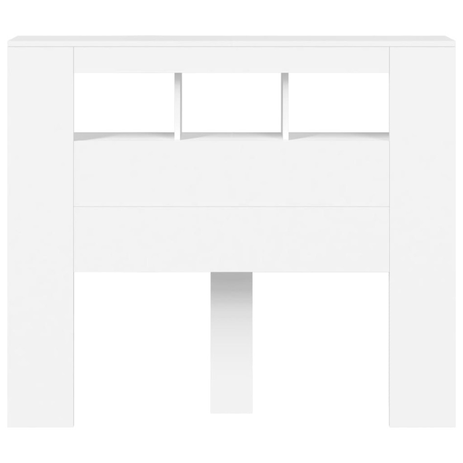 Cabecero con LED madera de ingeniería blanco 120x18,5x103,5