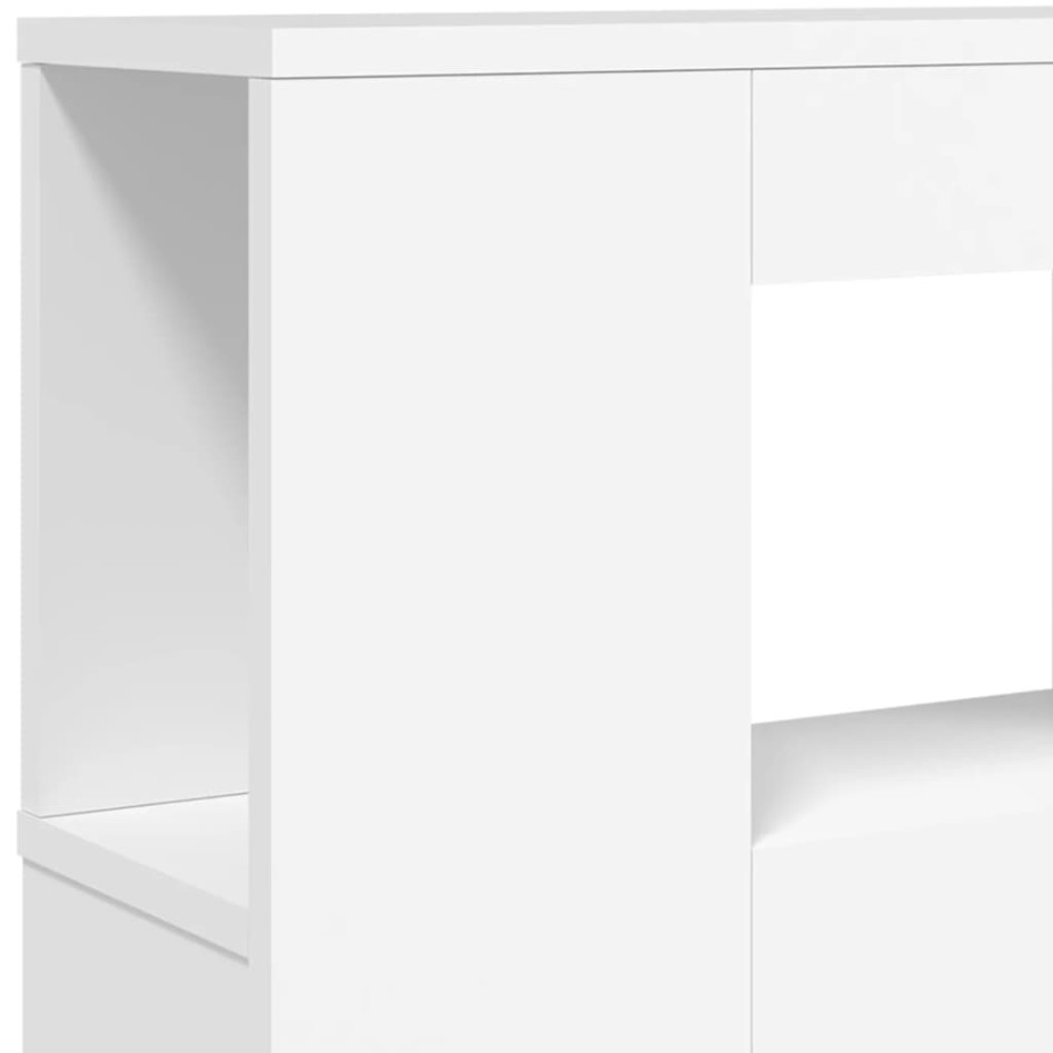 Cabecero con LED madera de ingeniería blanco 120x18,5x103,5