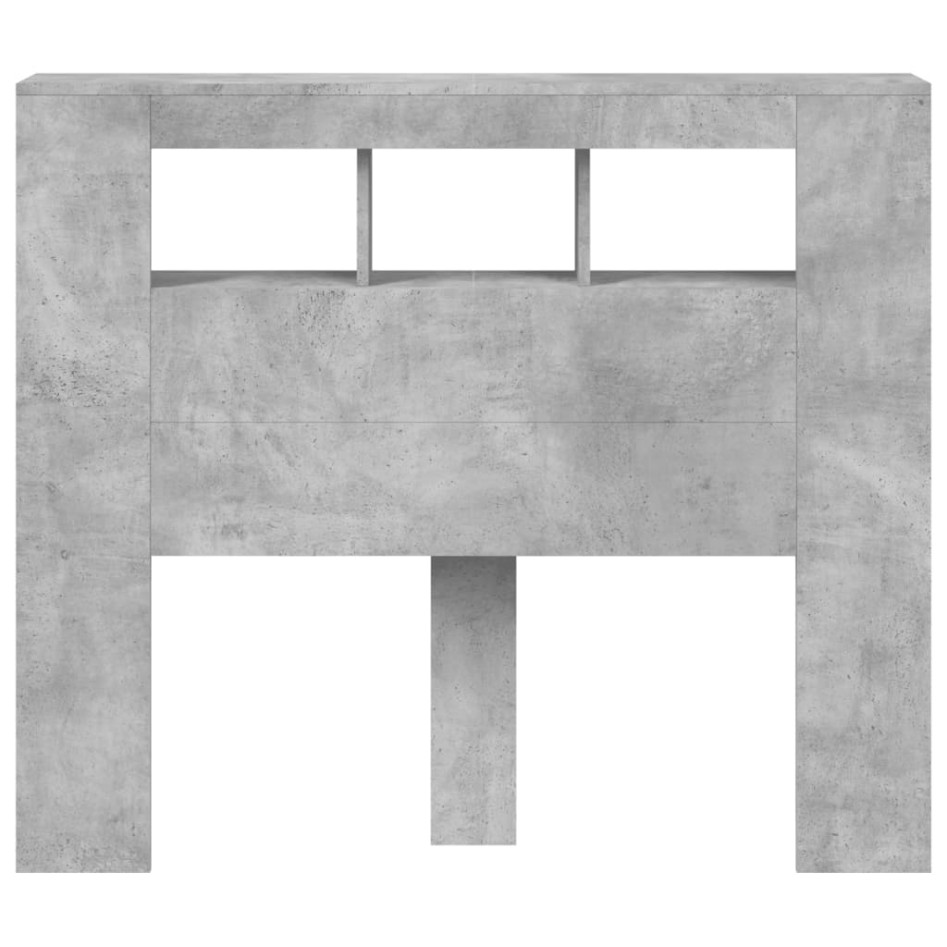 Cabecero LED madera ingeniería gris hormigón 120x18,5x103,5