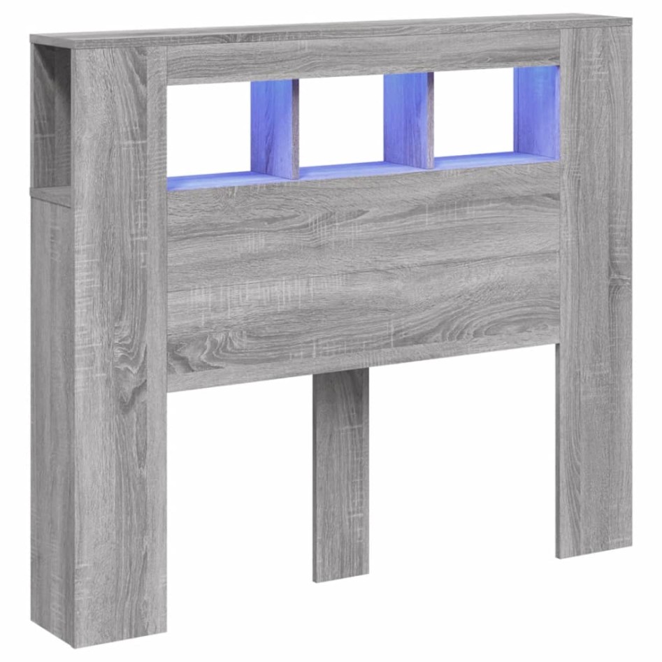 Cabecero LED madera ingeniería gris Sonoma 120x18,5x103,5