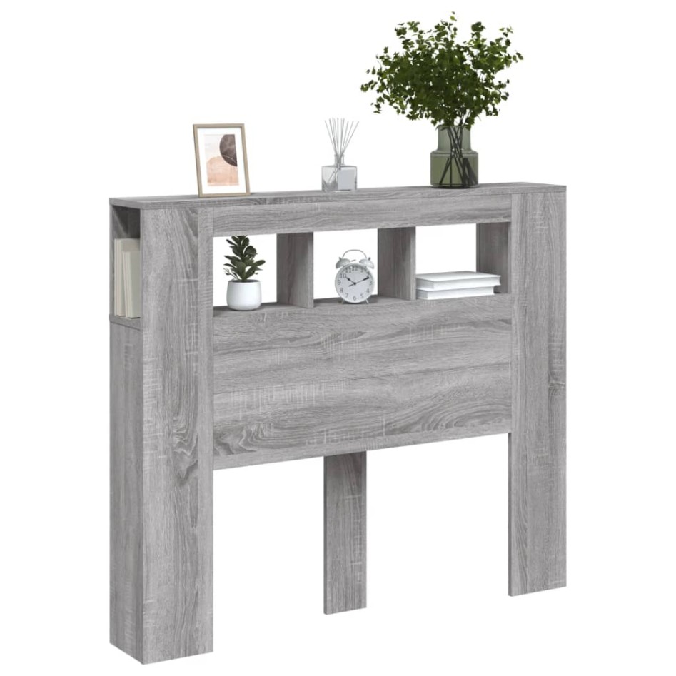 Cabecero LED madera ingeniería gris Sonoma 120x18,5x103,5