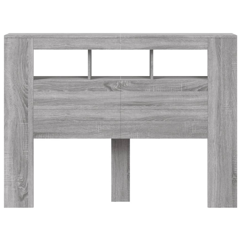 Cabecero LED madera ingeniería gris Sonoma 140x18,5x103,5