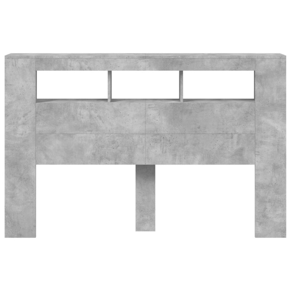 Cabecero LED madera ingeniería gris hormigón 160x18,5x103,5