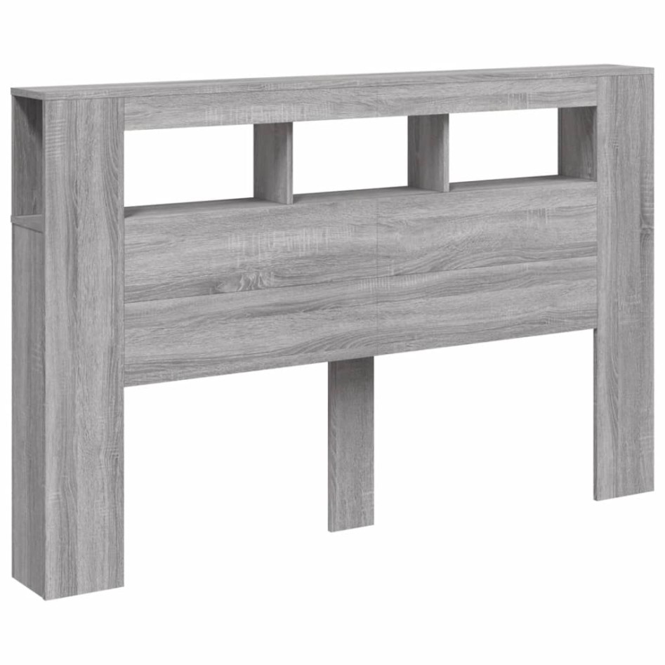 Cabecero LED madera ingeniería gris Sonoma 160x18,5x103,5