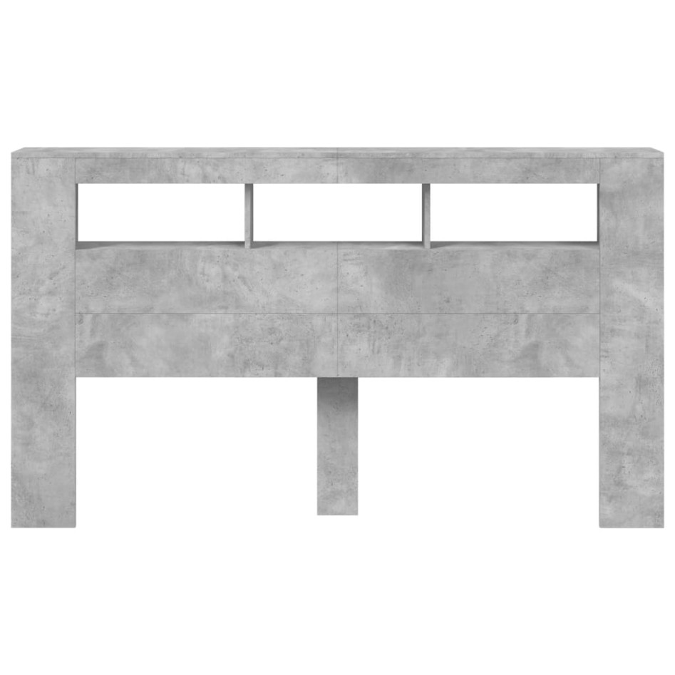 Cabecero LED madera ingeniería gris hormigón 180x18,5x103,5