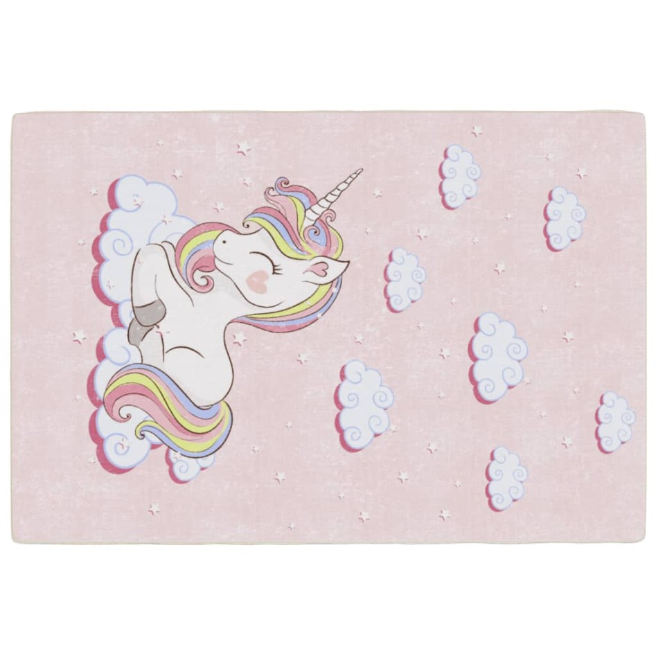 Alfombra niños lavable antideslizante unicornio rosa 160x230