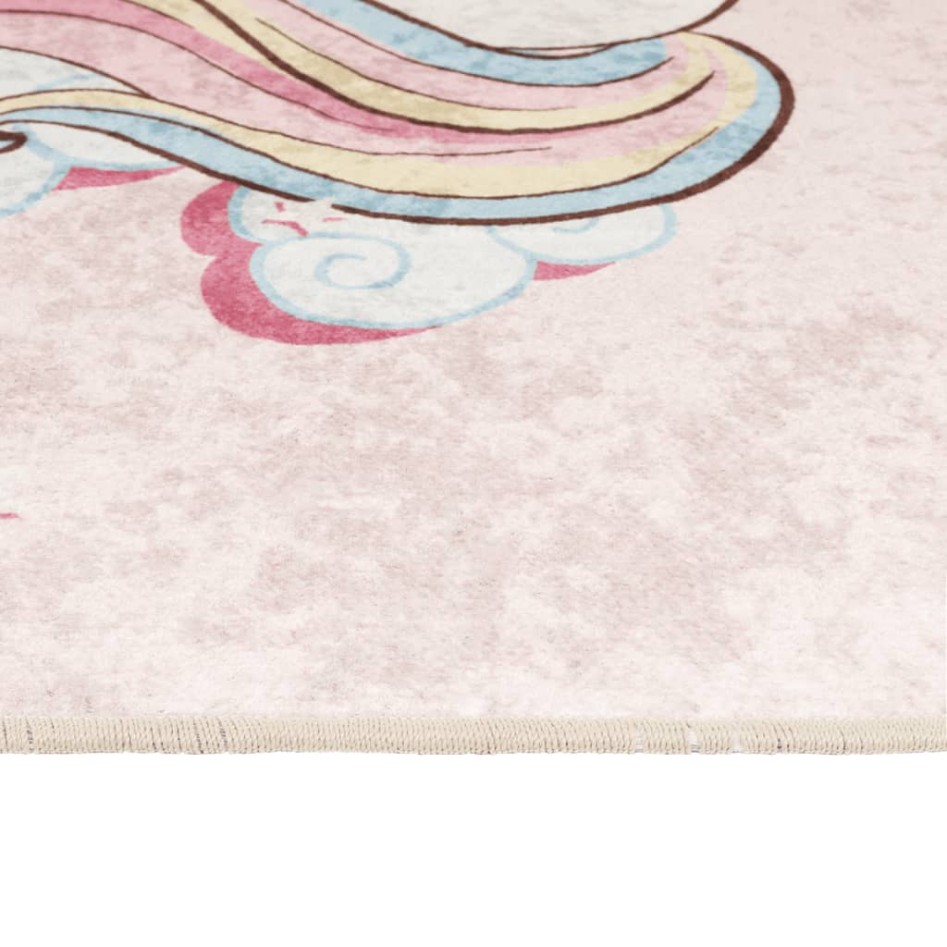 Alfombra niños lavable antideslizante unicornio rosa 160x230