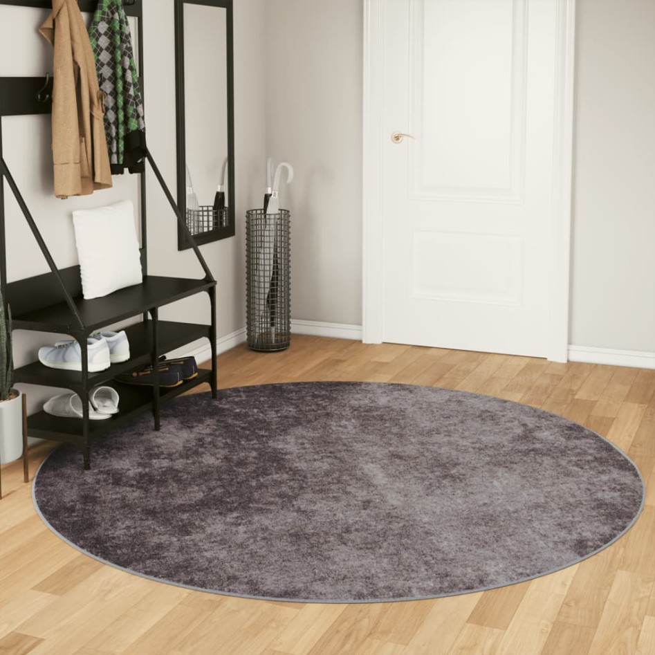 Alfombra lavable antideslizante gris Ø 200