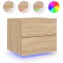 Mesita de noche de pared con luces LED roble