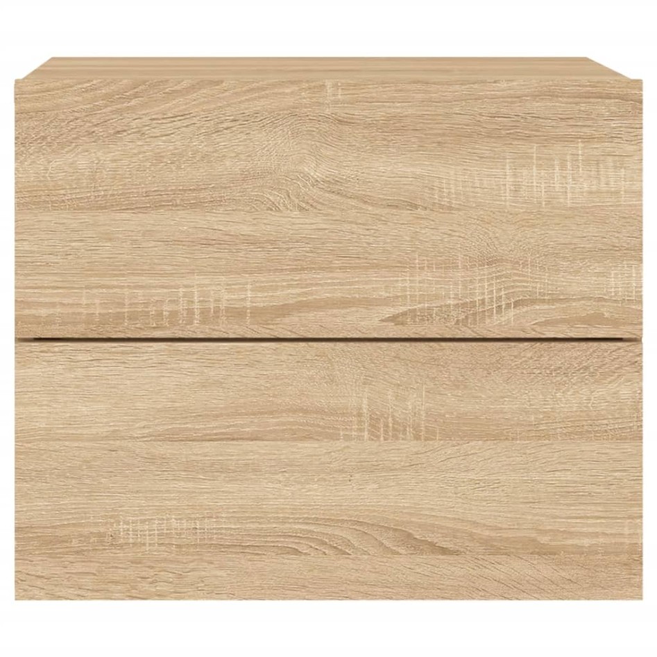 Mesita de noche de pared con luces LED roble