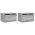 Mesitas de noche de pared con luces LED 2 unidades gris