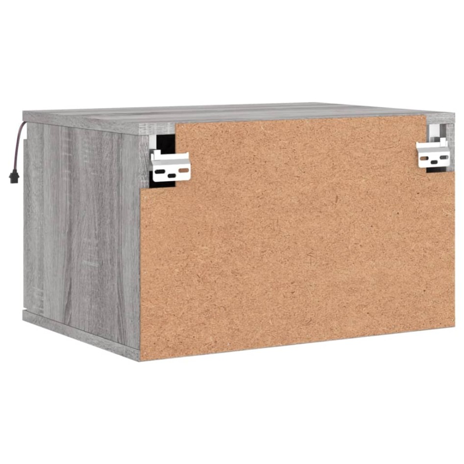 Mesitas de noche de pared con luces LED 2 unidades gris