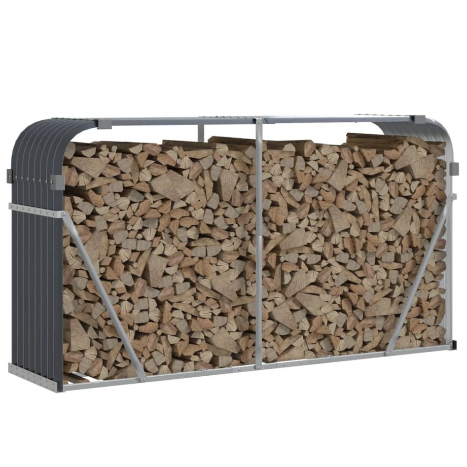 Leñero de acero galvanizado gris antracita 180x45x100