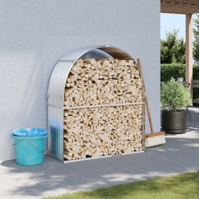 Leñero de acero galvanizado plateado 120x45x140